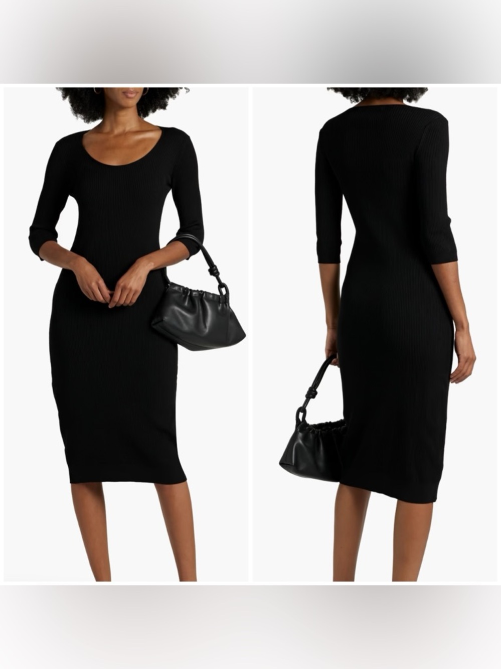 Another Tomorrow Ribbed Wool Midi Dress